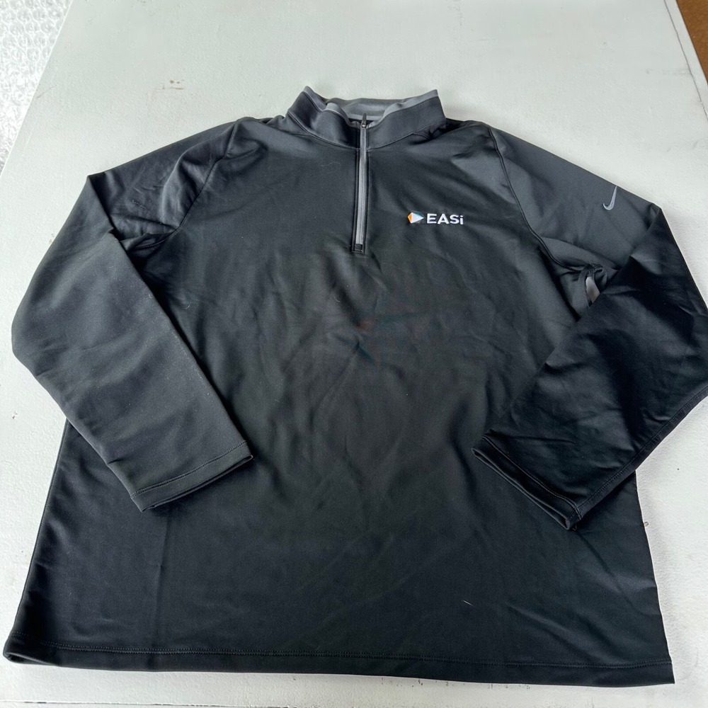NIKE GOLF easi Mens 1/4 Zip XL Black Tour Performance Therma-Fit Long Sleeve